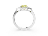 White gold Milgrain Fancy Yellow Radiant  Cut Diamond Ring with Tapered Pave Band and Four Prong Setting_6