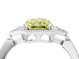White gold Milgrain Fancy Yellow Radiant  Cut Diamond Ring with Tapered Pave Band and Four Prong Setting_7