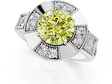 White gold Milgrain Fancy Yellow Round Cut Diamond Halo Split Shank Ring_13
