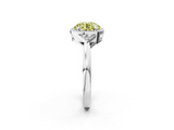 White gold Milgrain Fancy Yellow Round  Cut Diamond Ring with Tapered Pave Band and Four Prong Setting_2