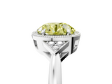 White gold Milgrain Fancy Yellow Round  Cut Diamond Ring with Tapered Pave Band and Four Prong Setting_5