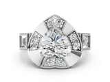 White gold Milgrain Heart Cut Diamond Halo Split Shank Ring_121