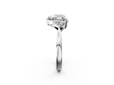 White gold Milgrain Heart Cut Diamond Ring with Tapered Pave Band and Four Prong Setting_5