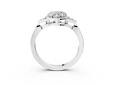White gold Milgrain Heart Cut Diamond Ring with Tapered Pave Band and Four Prong Setting_6