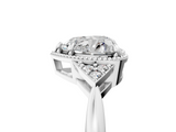 White gold Milgrain Heart Cut Diamond Ring with Tapered Pave Band and Four Prong Setting_8