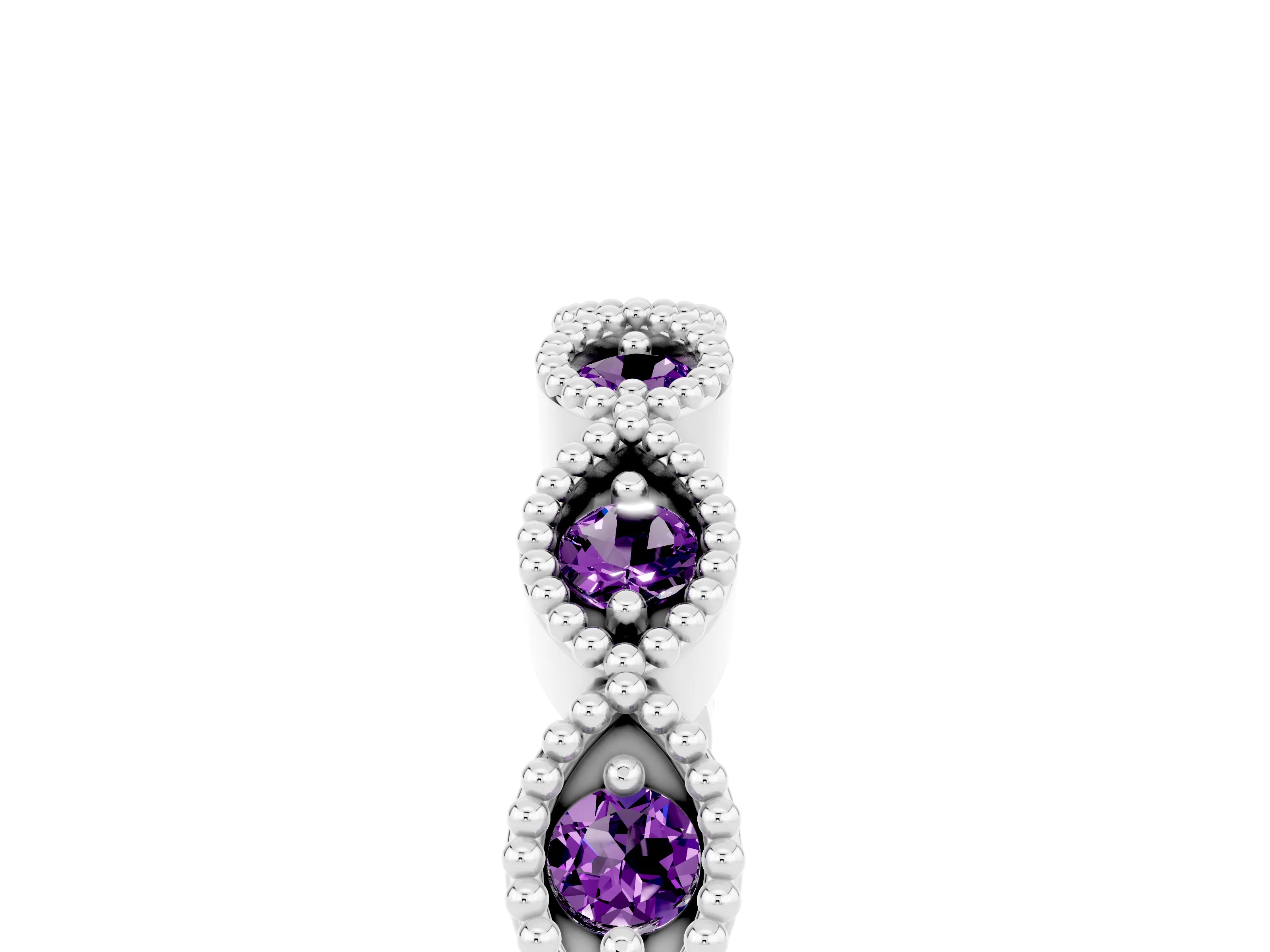 White gold Milgrain Marquise Amethyst Half Eternity Band with Bezel Setting_11