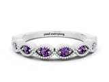 White gold Milgrain Marquise Amethyst Half Eternity Band with Bezel Setting_18