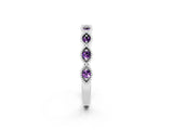 White gold Milgrain Marquise Amethyst Half Eternity Band with Bezel Setting_20