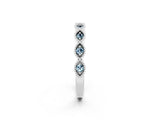 White gold Milgrain Marquise Aquamarine Half Eternity Band with Bezel Setting_20