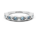 White gold Milgrain Marquise Aquamarine Half Eternity Band with Bezel Setting_30