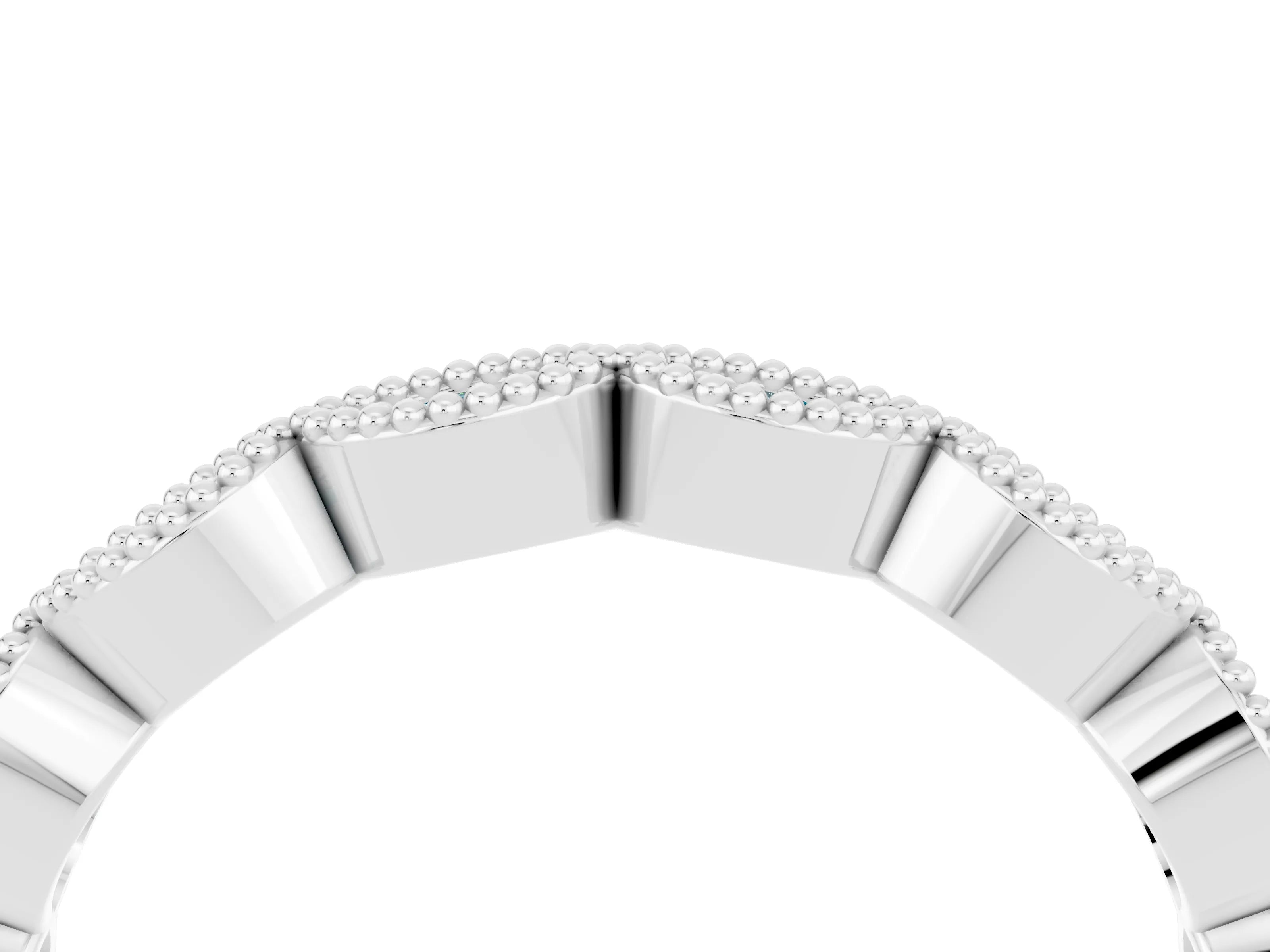 White gold Milgrain Marquise Blue Topaz Half Eternity Band with Bezel Setting_10