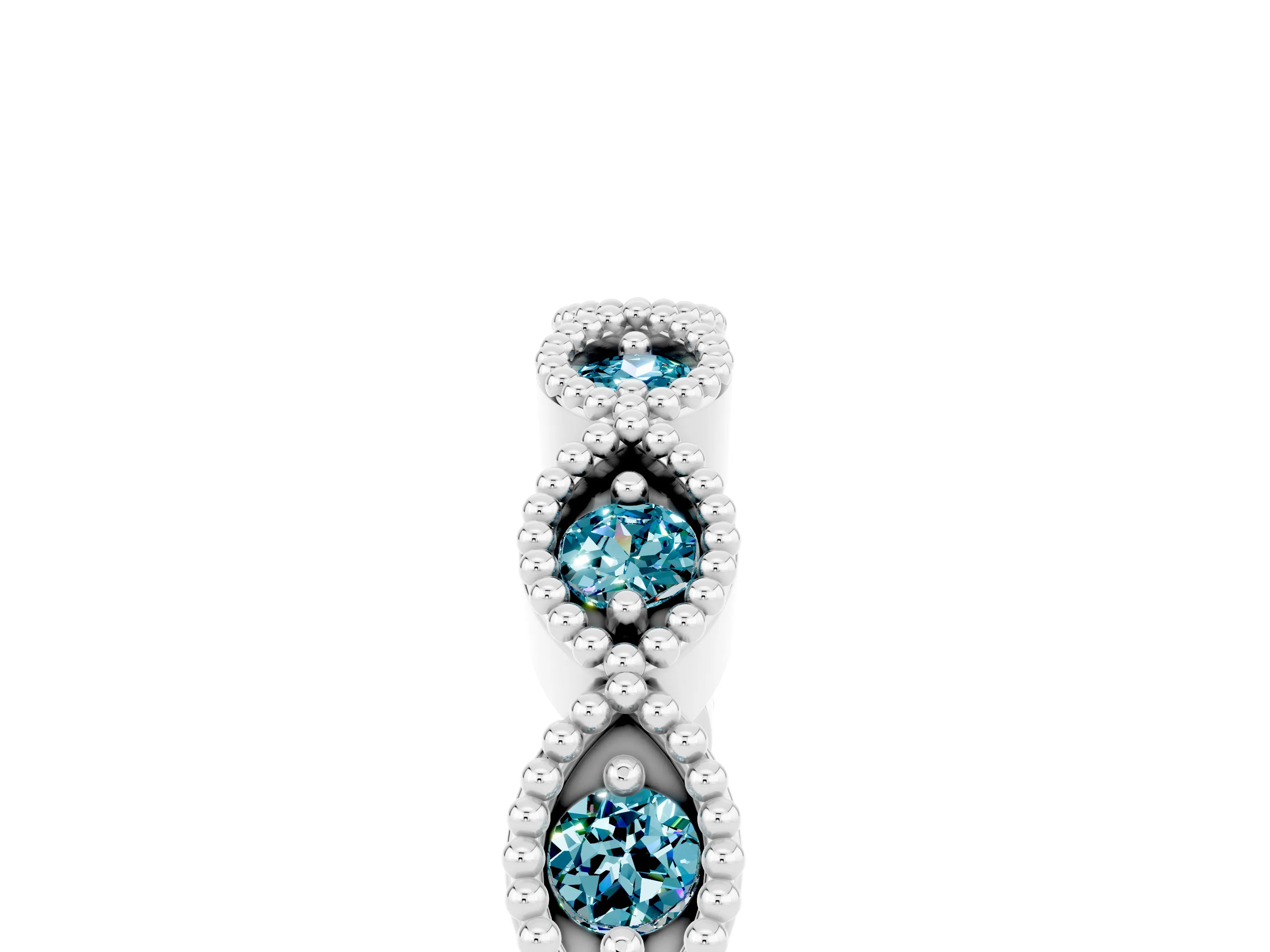 White gold Milgrain Marquise Blue Topaz Half Eternity Band with Bezel Setting_11