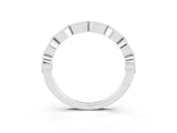 White gold Milgrain Marquise Blue Topaz Half Eternity Band with Bezel Setting_45