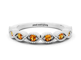 White gold Milgrain Marquise Citrine Half Eternity Band with Bezel Setting_30