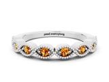 White gold Milgrain Marquise Citrine Half Eternity Band with Bezel Setting_50