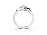 White gold Milgrain Marquise Cut Diamond Ring with Tapered Pave Band and Four Prong Setting_6