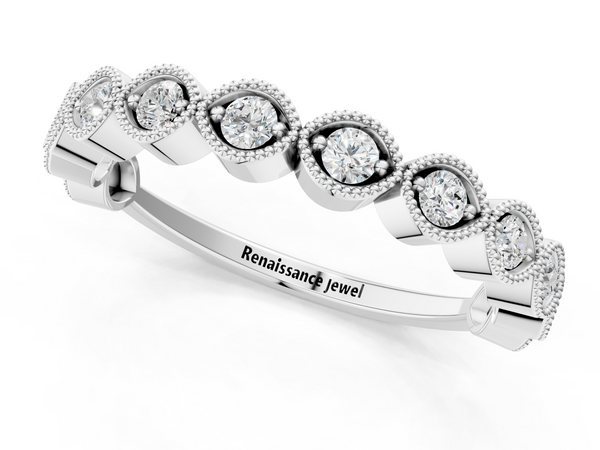 Platinum Milgrain Marquise Diamond Eternity Band with Bezel Setting