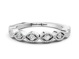 White gold Milgrain Marquise Diamond Half Eternity Band with Bezel Setting_52