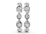 White gold Milgrain Marquise Diamond Hoop Earrings with Bezel Setting_19