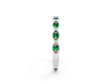 White gold Milgrain Marquise Emerald Half Eternity Band with Bezel Setting_20