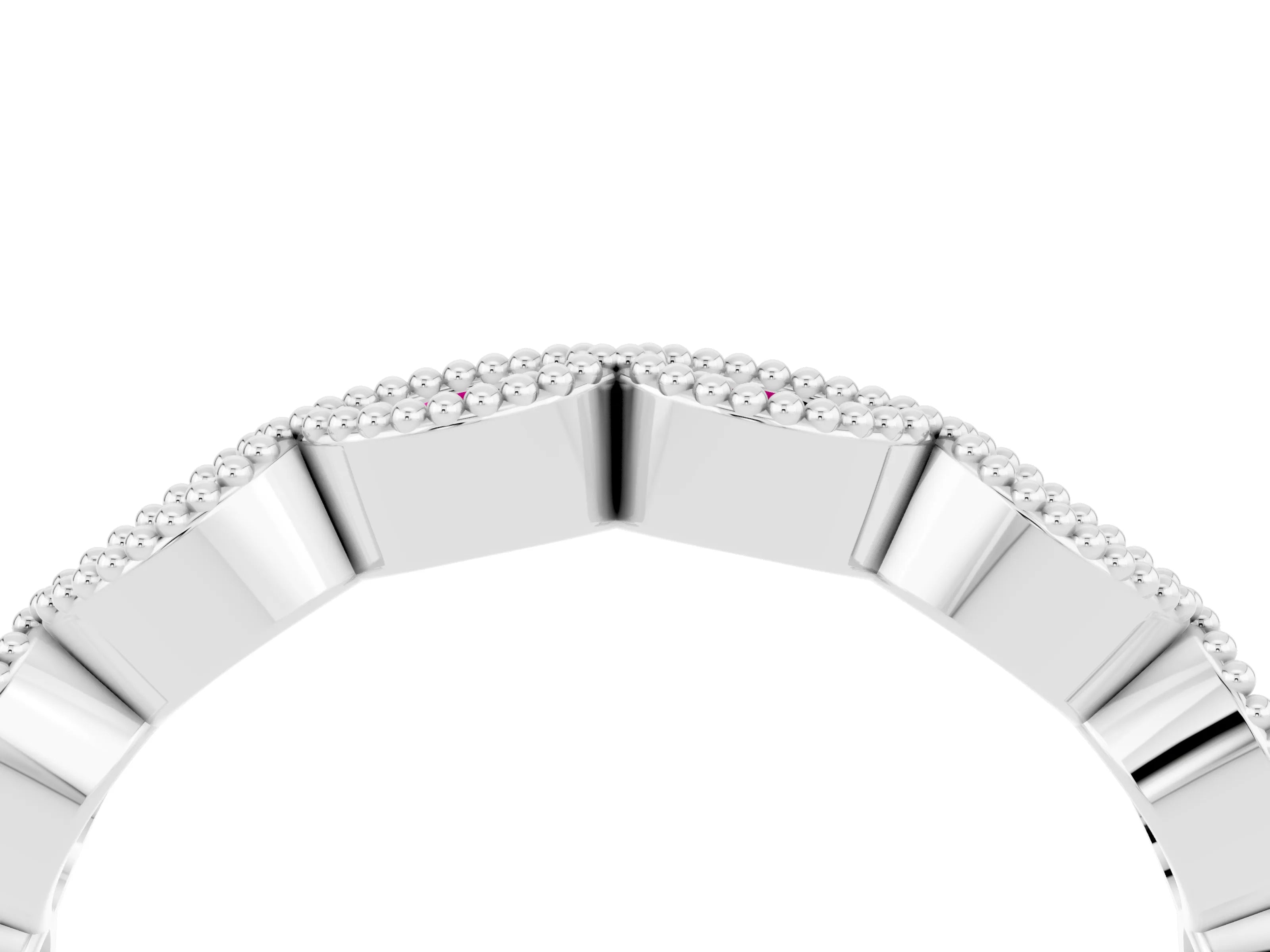 White gold Milgrain Marquise Garnet Half Eternity Band with Bezel Setting_10