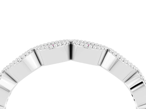 White gold Milgrain Marquise Garnet Half Eternity Band with Bezel Setting_10