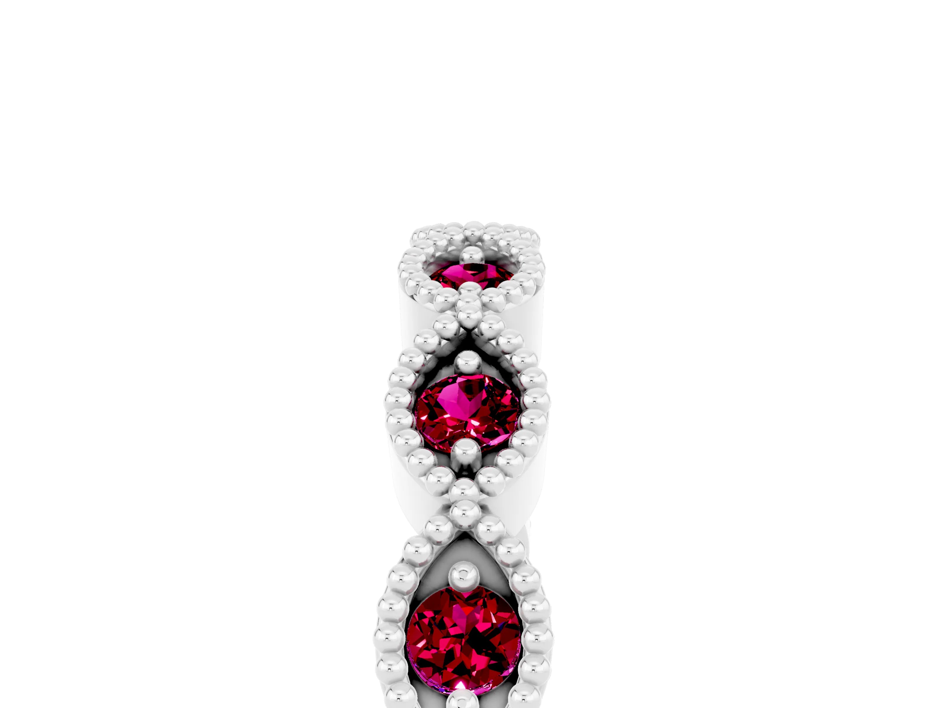 White gold Milgrain Marquise Garnet Half Eternity Band with Bezel Setting_11