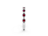 White gold Milgrain Marquise Garnet Half Eternity Band with Bezel Setting_32