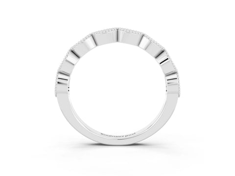 White gold Milgrain Marquise Garnet Half Eternity Band with Bezel Setting_9