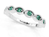 White gold Milgrain Marquise Green Sapphire Half Eternity Band with Bezel Setting_31