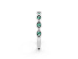 White gold Milgrain Marquise Green Sapphire Half Eternity Band with Bezel Setting_32