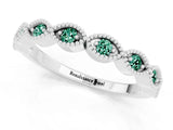 White gold Milgrain Marquise Green Sapphire Half Eternity Band with Bezel Setting_43