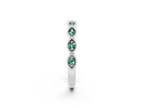 White gold Milgrain Marquise Green Sapphire Half Eternity Band with Bezel Setting_44