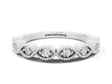 White gold Milgrain Marquise Moissanite Half Eternity Band with Bezel Setting_18