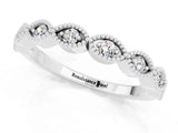 White gold Milgrain Marquise Moissanite Half Eternity Band with Bezel Setting_31