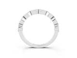 White gold Milgrain Marquise Moissanite Half Eternity Band with Bezel Setting_33