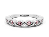 White gold Milgrain Marquise Morganite Half Eternity Band with Bezel Setting_18