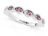 White gold Milgrain Marquise Morganite Half Eternity Band with Bezel Setting_19