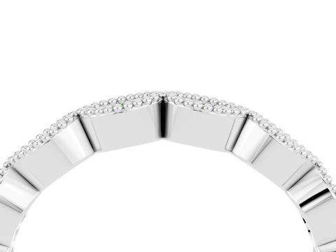White gold Milgrain Marquise Peridot Half Eternity Band with Bezel Setting_10