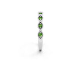 White gold Milgrain Marquise Peridot Half Eternity Band with Bezel Setting_20