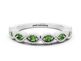 White gold Milgrain Marquise Peridot Half Eternity Band with Bezel Setting_30