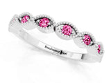 White gold Milgrain Marquise Pink Sapphire Half Eternity Band with Bezel Setting_31