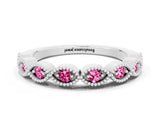 White gold Milgrain Marquise Pink Sapphire Half Eternity Band with Bezel Setting_42