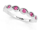 White gold Milgrain Marquise Pink Sapphire Half Eternity Band with Bezel Setting_43