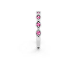 White gold Milgrain Marquise Pink Sapphire Half Eternity Band with Bezel Setting_44