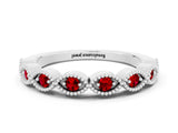 White gold Milgrain Marquise Ruby Half Eternity Band with Bezel Setting_41