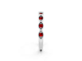 White gold Milgrain Marquise Ruby Half Eternity Band with Bezel Setting_43