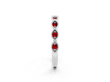 White gold Milgrain Marquise Ruby Half Eternity Band with Bezel Setting_44