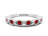 White gold Milgrain Marquise Ruby Half Eternity Band with Bezel Setting_53