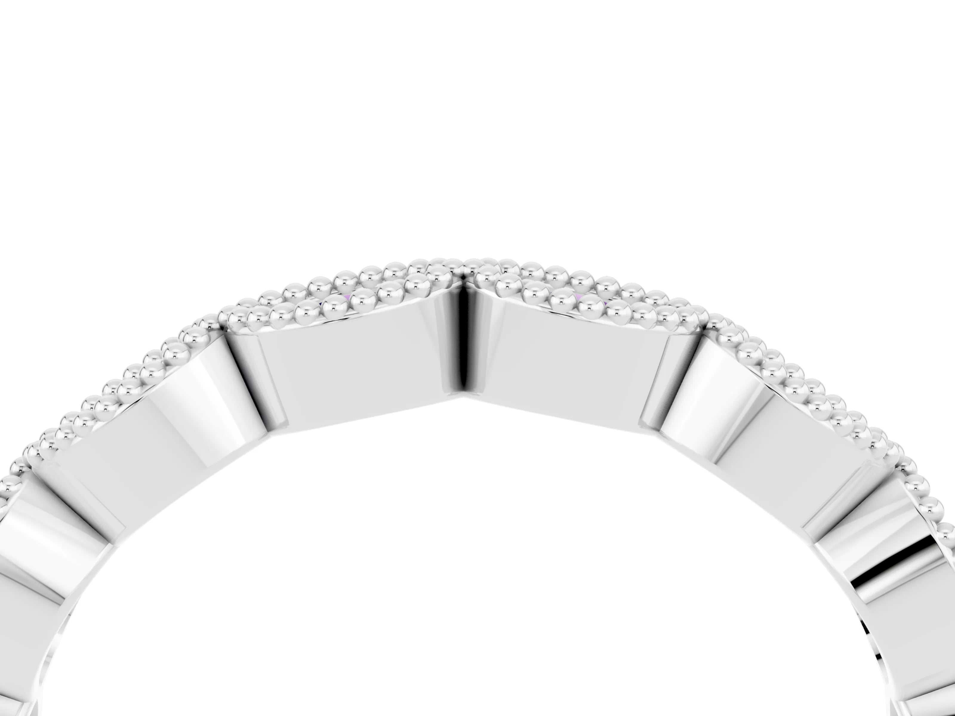 White gold Milgrain Marquise Tanzanite Half Eternity Band with Bezel Setting_10